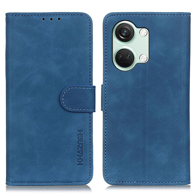 KHAZNEH For OnePlus Nord 3 5G / Ace 2V Retro Phone Stand Case PU Leather Drop-proof Wallet Cover - Blue