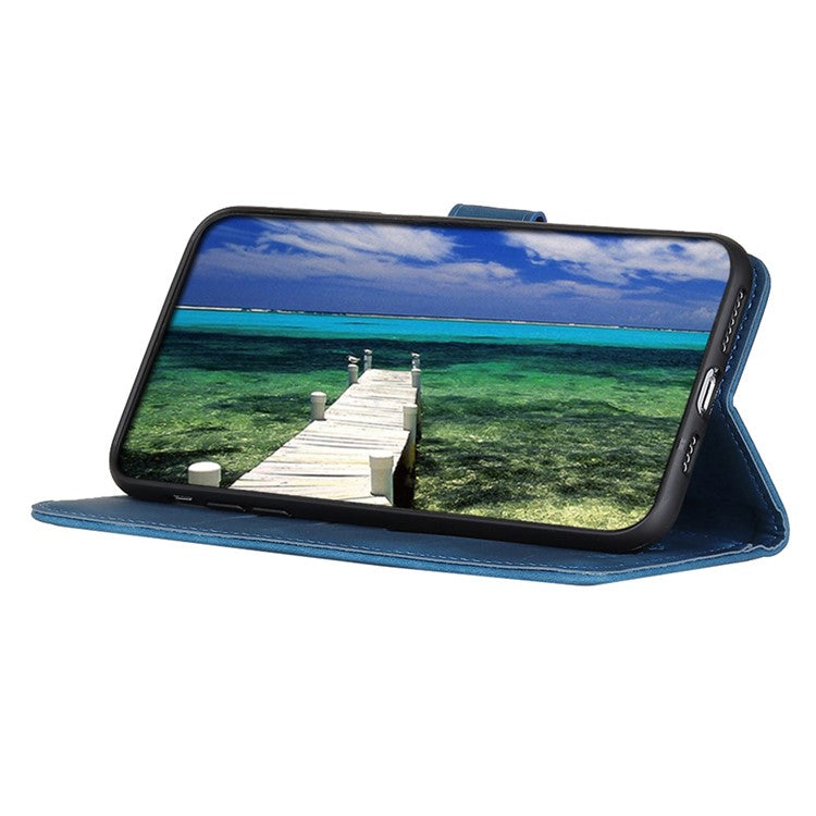 KHAZNEH For OnePlus Nord 3 5G / Ace 2V Retro Phone Stand Case PU Leather Drop-proof Wallet Cover - Blue