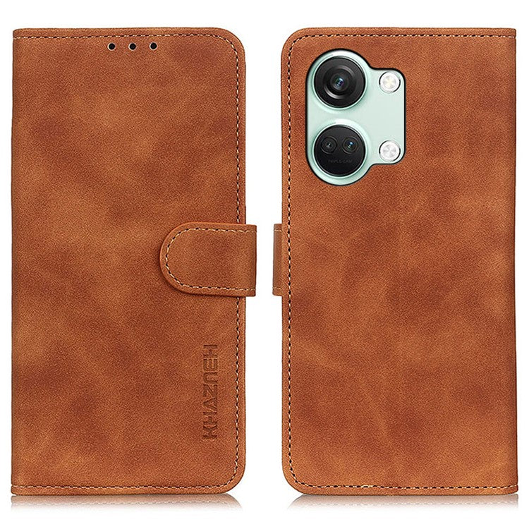 KHAZNEH For OnePlus Nord 3 5G / Ace 2V Retro Phone Stand Case PU Leather Drop-proof Wallet Cover - Brown