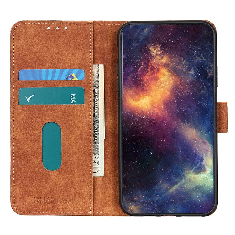 KHAZNEH For OnePlus Nord 3 5G / Ace 2V Retro Phone Stand Case PU Leather Drop-proof Wallet Cover - Brown