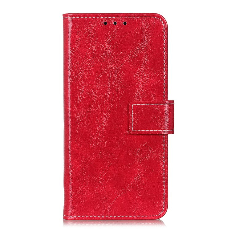 For OnePlus Nord 3 5G / Ace 2V Magnetic Clasp Leather Wallet Case Retro Crazy Horse Texture Stand Cover - Red