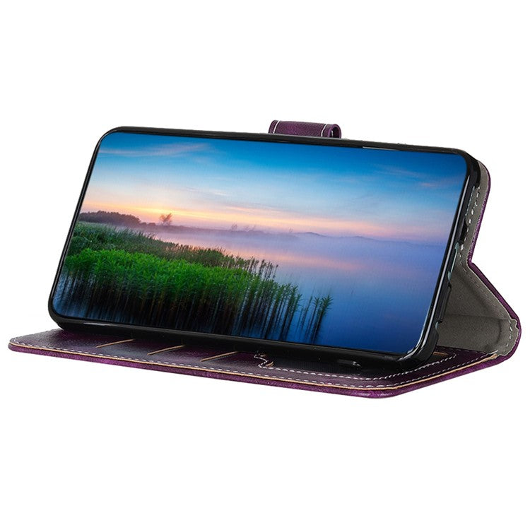 For OnePlus Nord 3 5G / Ace 2V Magnetic Clasp Leather Wallet Case Retro Crazy Horse Texture Stand Cover - Purple