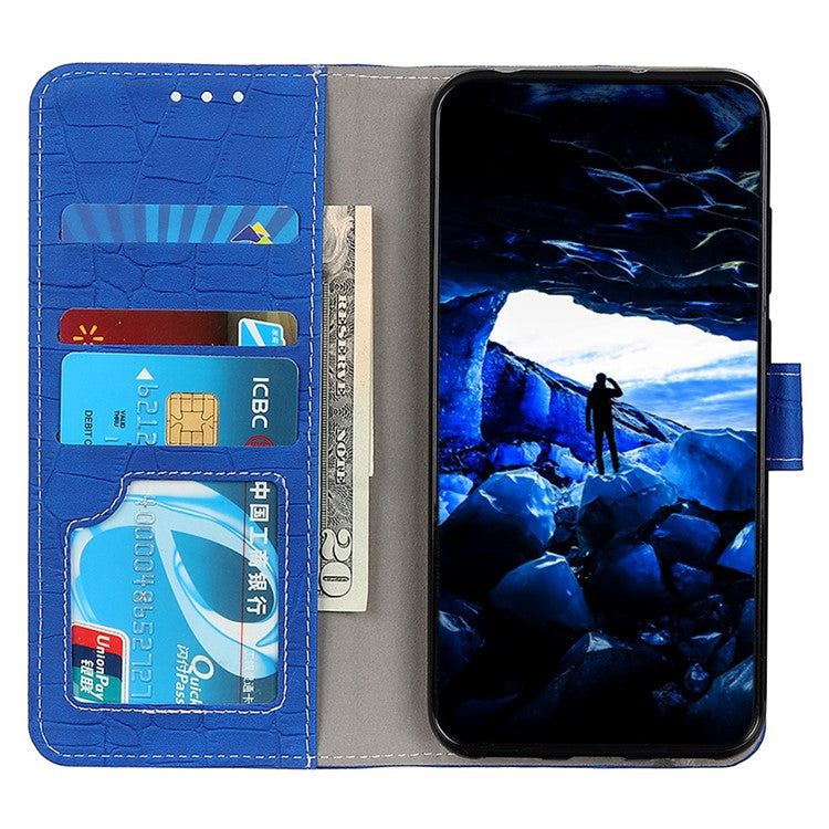 For OnePlus Nord 3 5G / Ace 2V Crocodile Texture Phone Drop-proof Case PU Leather Wallet Stand Cover - Blue