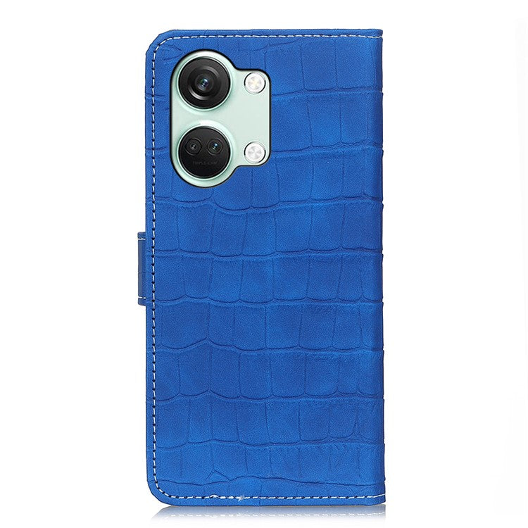 For OnePlus Nord 3 5G / Ace 2V Crocodile Texture Phone Drop-proof Case PU Leather Wallet Stand Cover - Blue