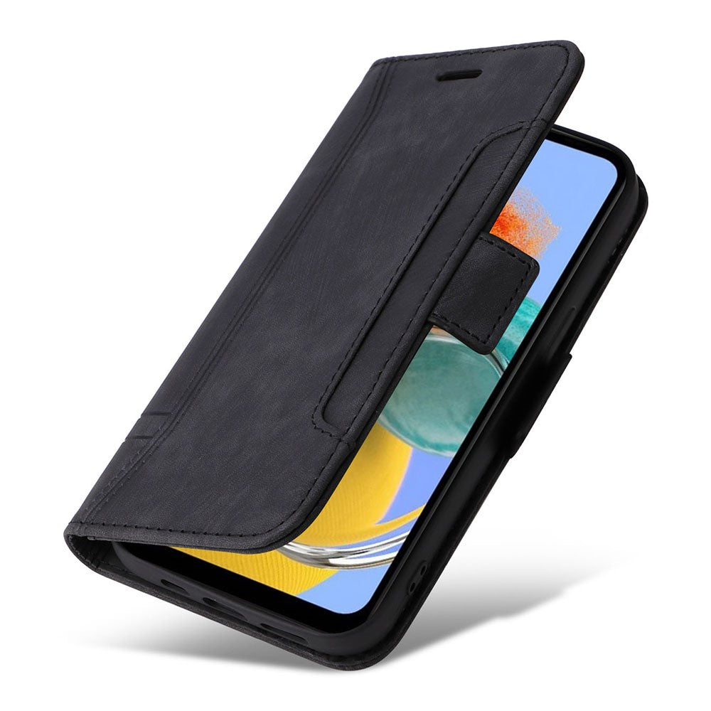 BETOPNICE 001 For Samsung Galaxy M14 / F14 5G Imprinted Line Wallet Stand Cover PU Leather Phone Case - Black