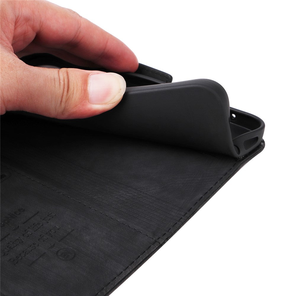 BETOPNICE 001 For Samsung Galaxy M14 / F14 5G Imprinted Line Wallet Stand Cover PU Leather Phone Case - Black