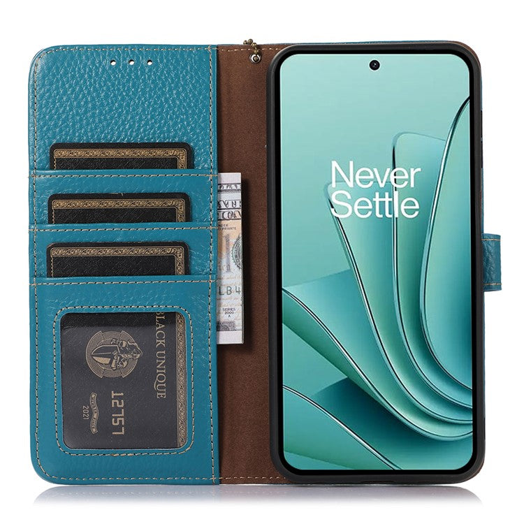 Wallet Case for OnePlus Ace 2V / Nord 3 5G , RFID Blocking Genuine Cow Leather Stand Phone Cover - Blue