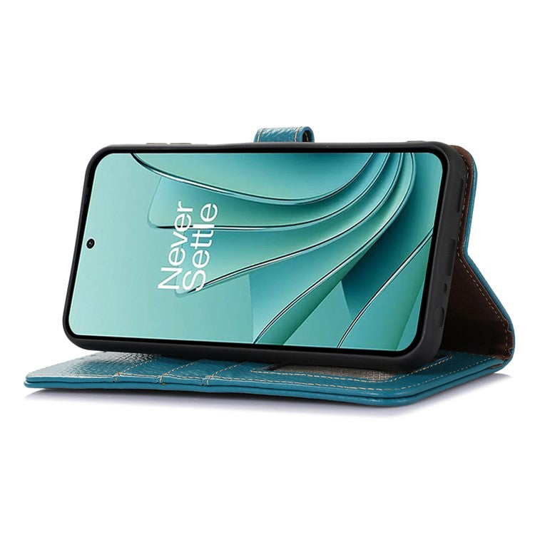 Wallet Case for OnePlus Ace 2V / Nord 3 5G , RFID Blocking Genuine Cow Leather Stand Phone Cover - Blue