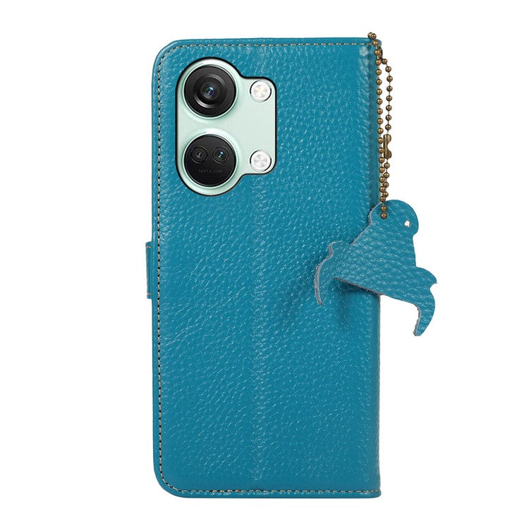 Wallet Case for OnePlus Ace 2V / Nord 3 5G , RFID Blocking Genuine Cow Leather Stand Phone Cover - Blue