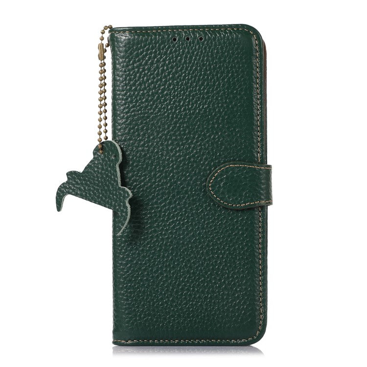 Wallet Case for OnePlus Ace 2V / Nord 3 5G , RFID Blocking Genuine Cow Leather Stand Phone Cover - Green