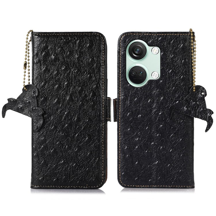 Wallet Case for OnePlus Ace 2V / Nord 3 5G , RFID Blocking Stand Genuine Cow Leather Phone Cover - Black