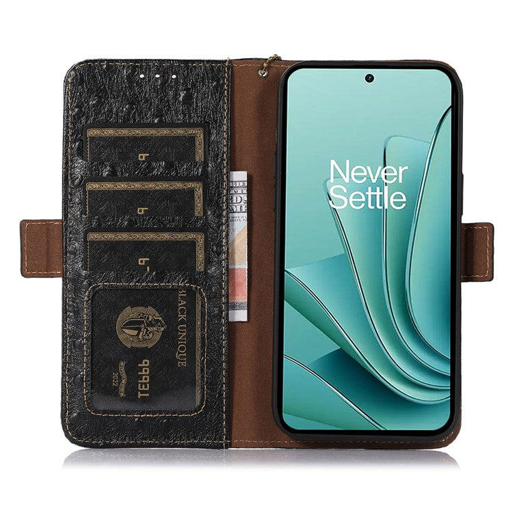 Wallet Case for OnePlus Ace 2V / Nord 3 5G , RFID Blocking Stand Genuine Cow Leather Phone Cover - Black