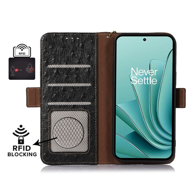 Wallet Case for OnePlus Ace 2V / Nord 3 5G , RFID Blocking Stand Genuine Cow Leather Phone Cover - Black