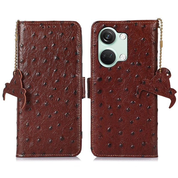 Wallet Case for OnePlus Ace 2V / Nord 3 5G , RFID Blocking Stand Genuine Cow Leather Phone Cover - Coffee