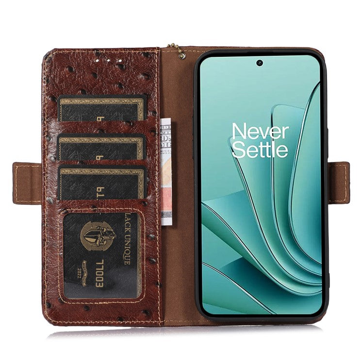 Wallet Case for OnePlus Ace 2V / Nord 3 5G , RFID Blocking Stand Genuine Cow Leather Phone Cover - Coffee