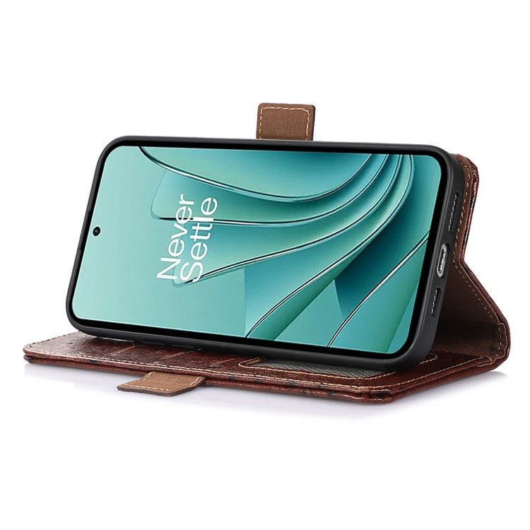 Wallet Case for OnePlus Ace 2V / Nord 3 5G , RFID Blocking Stand Genuine Cow Leather Phone Cover - Coffee