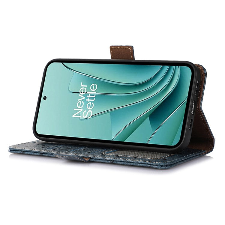 Wallet Case for OnePlus Ace 2V / Nord 3 5G , RFID Blocking Stand Genuine Cow Leather Phone Cover - Blue