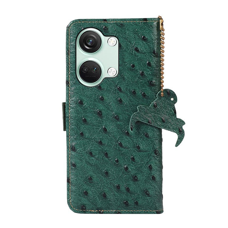 Wallet Case for OnePlus Ace 2V / Nord 3 5G , RFID Blocking Stand Genuine Cow Leather Phone Cover - Green