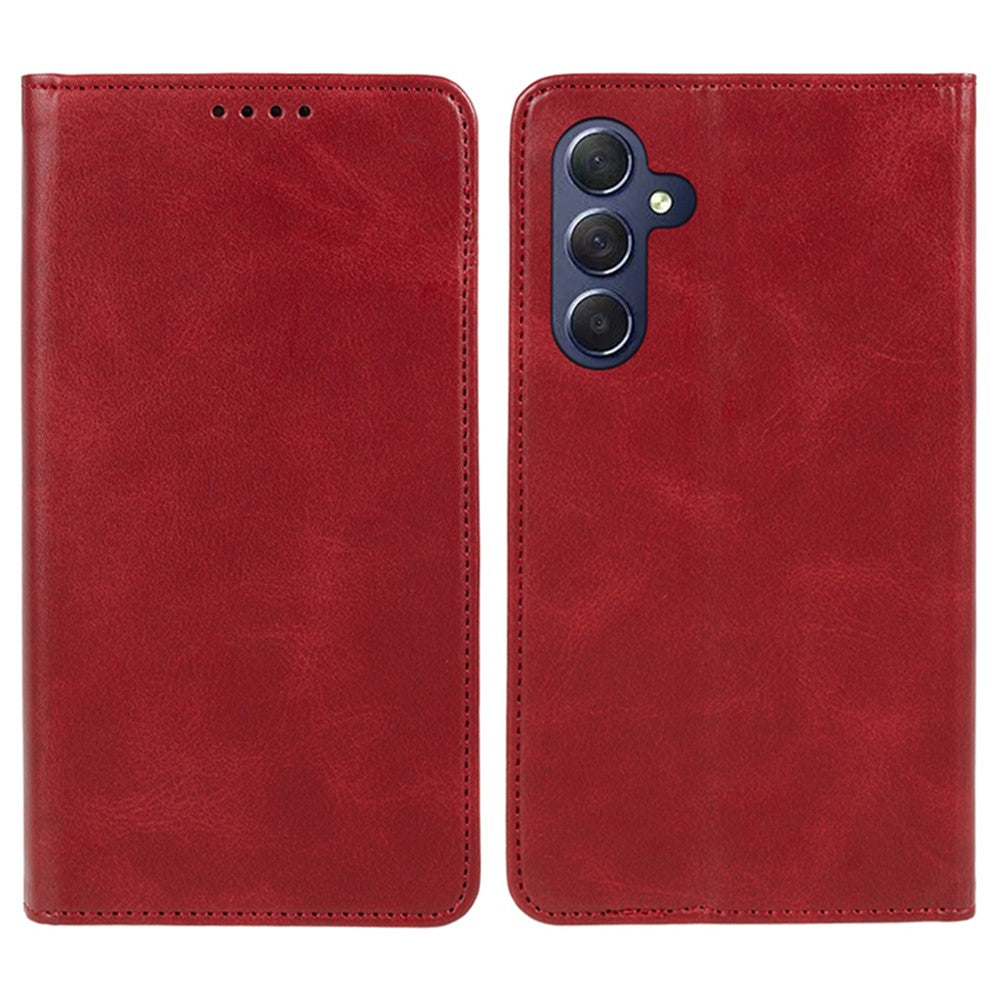 For Samsung Galaxy M54 5G / F54 5G Anti-drop PU Leather Stand Case Calf Texture Wallet Phone Cover - Red