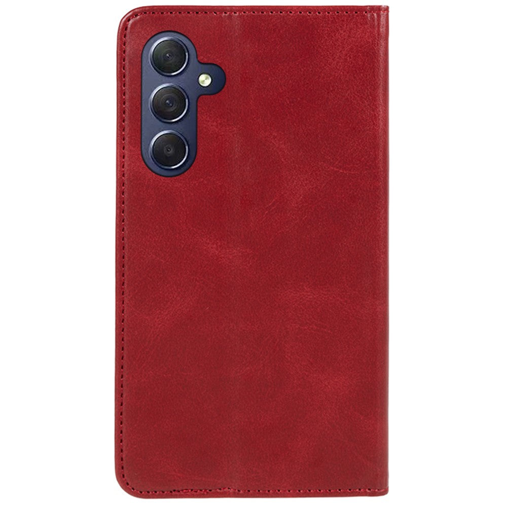 For Samsung Galaxy M54 5G / F54 5G Anti-drop PU Leather Stand Case Calf Texture Wallet Phone Cover - Red
