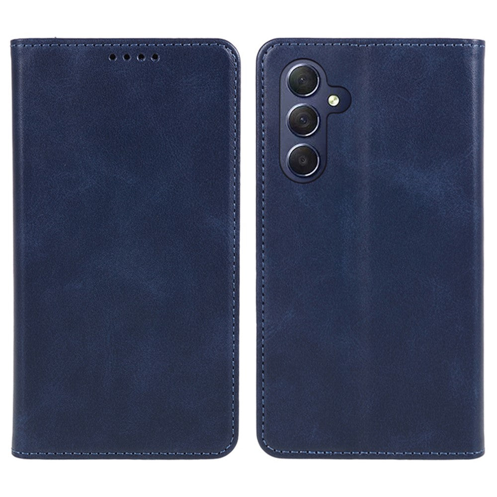 For Samsung Galaxy M54 5G / F54 5G Anti-drop PU Leather Stand Case Calf Texture Wallet Phone Cover - Blue