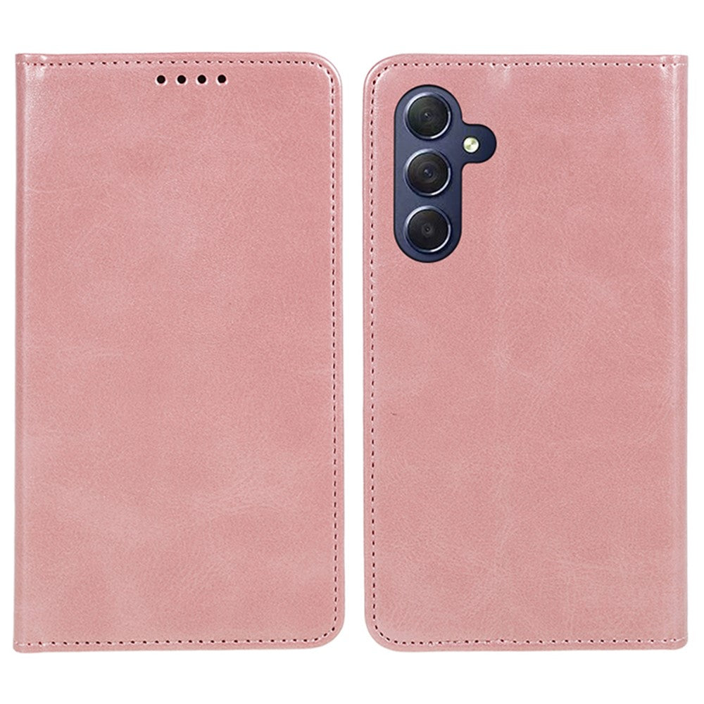 For Samsung Galaxy M54 5G / F54 5G Anti-drop PU Leather Stand Case Calf Texture Wallet Phone Cover - Rose Gold