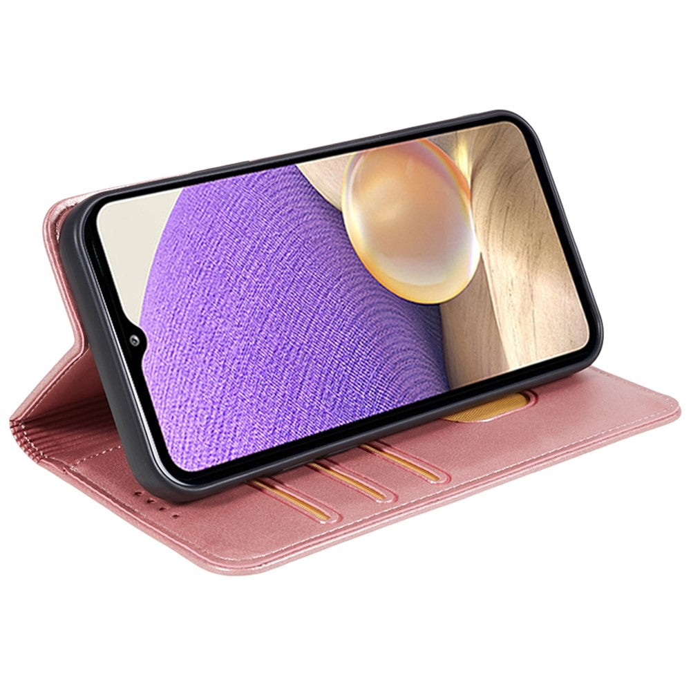 For Samsung Galaxy M54 5G / F54 5G Anti-drop PU Leather Stand Case Calf Texture Wallet Phone Cover - Rose Gold