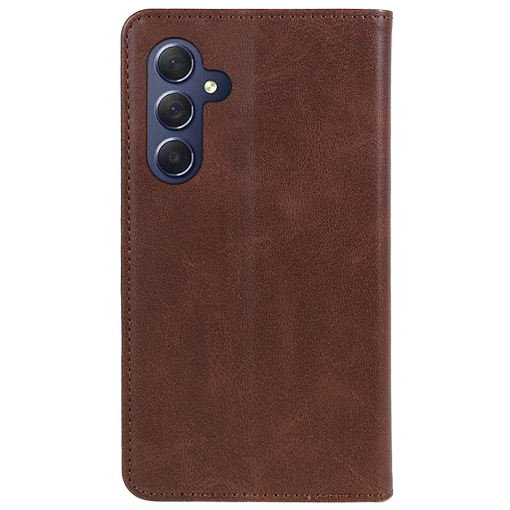 For Samsung Galaxy M54 5G / F54 5G Anti-drop PU Leather Stand Case Calf Texture Wallet Phone Cover - Brown