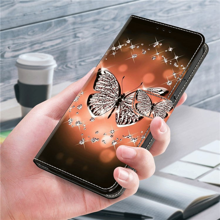 For Samsung Galaxy A34 5G Flip Protective Case 3D Pattern Printed PU Leather Stand Wallet Phone Cover - Crystal Butterfly