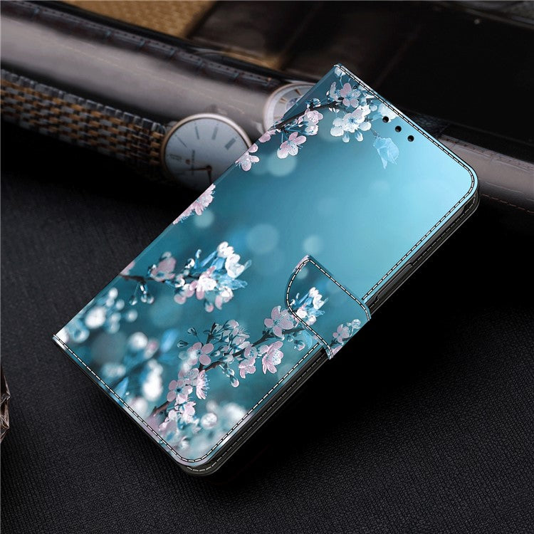 For Samsung Galaxy A14 4G / 5G Leather Wallet Case Stand 3D Pattern Printing Protective Phone Cover - Plum Blossoms