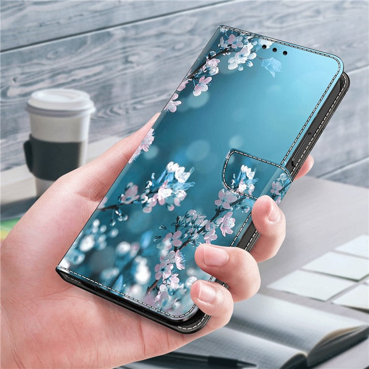 For Samsung Galaxy A14 4G / 5G Leather Wallet Case Stand 3D Pattern Printing Protective Phone Cover - Plum Blossoms