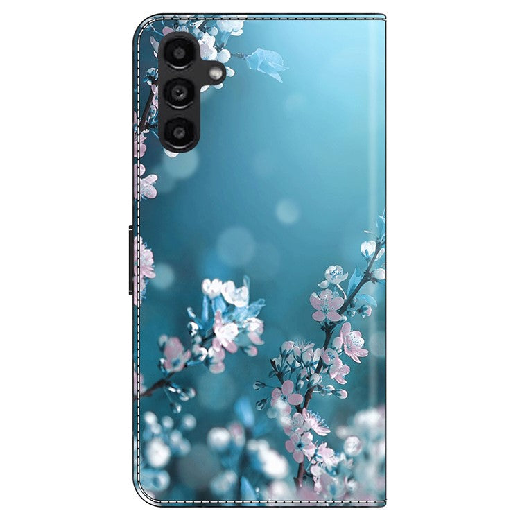 For Samsung Galaxy A14 4G / 5G Leather Wallet Case Stand 3D Pattern Printing Protective Phone Cover - Plum Blossoms