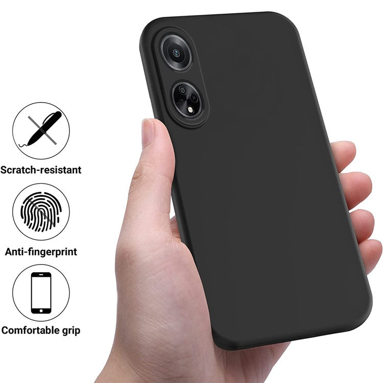 Phone Protection Case for Oppo A98 5G / A1 5G / F23 5G , Soft Lining Liquid Silicone Phone Cover with Strap - Black