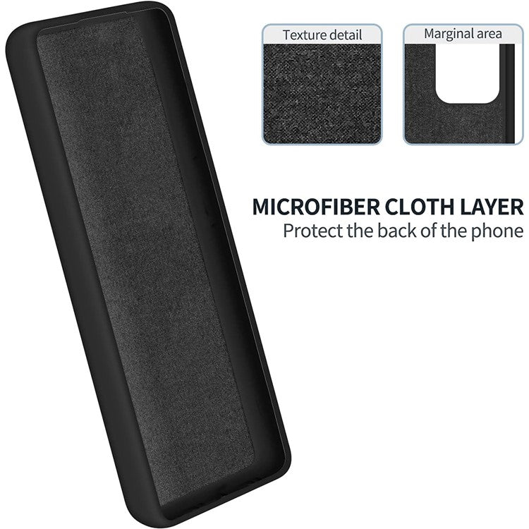 Phone Protection Case for Oppo A98 5G / A1 5G / F23 5G , Soft Lining Liquid Silicone Phone Cover with Strap - Black