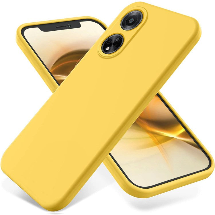 Phone Protection Case for Oppo A98 5G / A1 5G / F23 5G , Soft Lining Liquid Silicone Phone Cover with Strap - Yellow