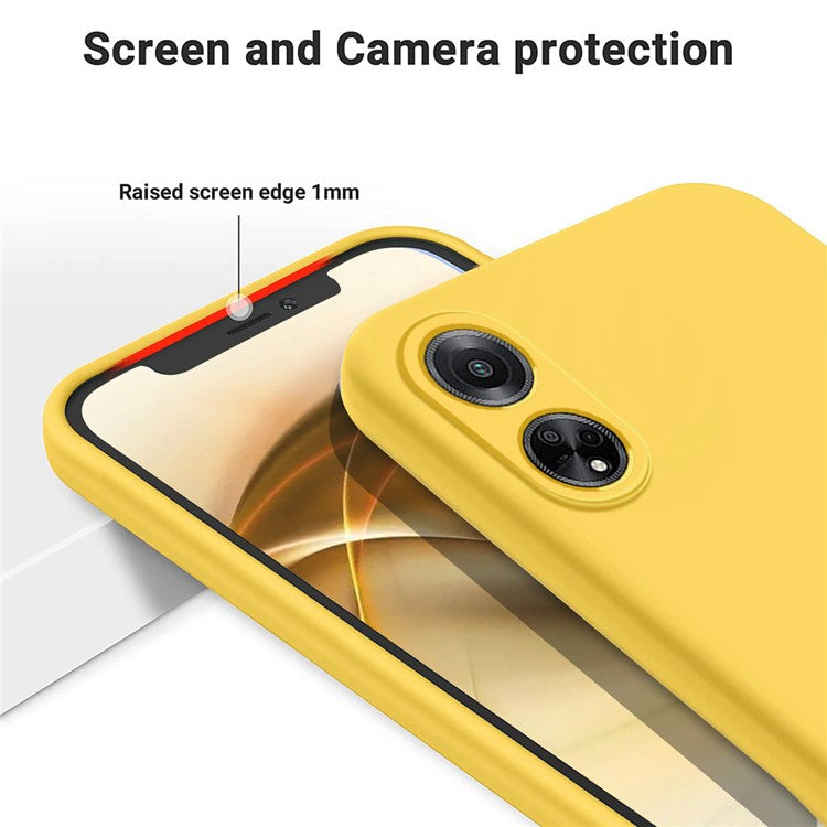 Phone Protection Case for Oppo A98 5G / A1 5G / F23 5G , Soft Lining Liquid Silicone Phone Cover with Strap - Yellow