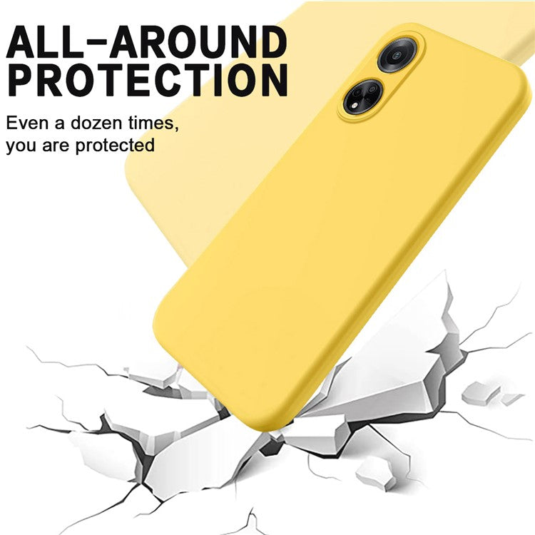 Phone Protection Case for Oppo A98 5G / A1 5G / F23 5G , Soft Lining Liquid Silicone Phone Cover with Strap - Yellow