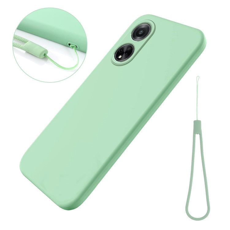 Phone Protection Case for Oppo A98 5G / A1 5G / F23 5G , Soft Lining Liquid Silicone Phone Cover with Strap - Green