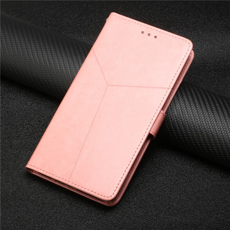 HT01 Phone Case for OnePlus Nord CE3 5G / CE 3 Lite 5G / Nord N30 5G , Y-shaped Line Imprinting PU Leather Wallet Stand Anti-drop Cover - Pink