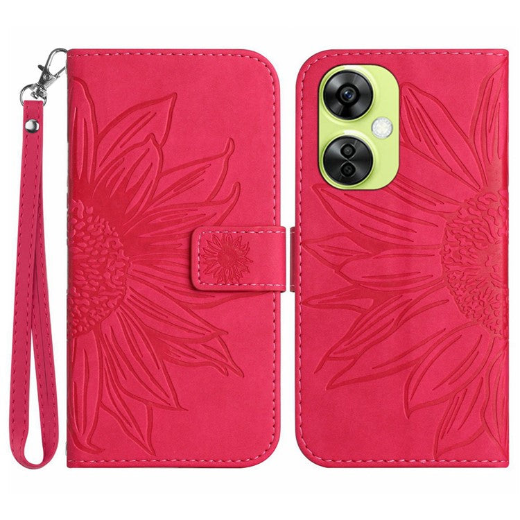 HT04 For OnePlus Nord CE3 5G / Nord CE 3 Lite 5G / Nord N30 5G Wallet Phone Case Stand Leather Cover with Hand Strap - Rose