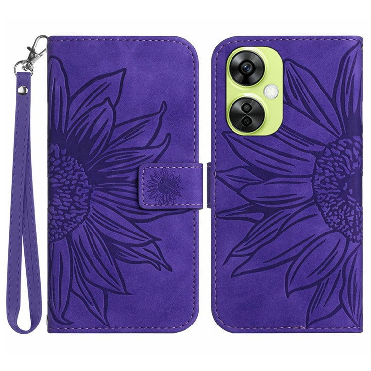 HT04 For OnePlus Nord CE3 5G / Nord CE 3 Lite 5G / Nord N30 5G Wallet Phone Case Stand Leather Cover with Hand Strap - Purple