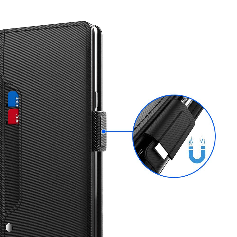 For Samsung Galaxy F54 5G / M54 5G Mobile Phone Case Mirror Card Holder PU Leather Shell Stand Cover - Black