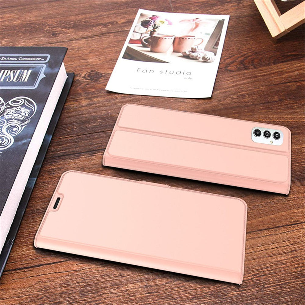 For Samsung Galaxy F54 5G / M54 5G PU Leather Stand Cover Full Protection Card Holder Cell Phone Case - Rose Gold