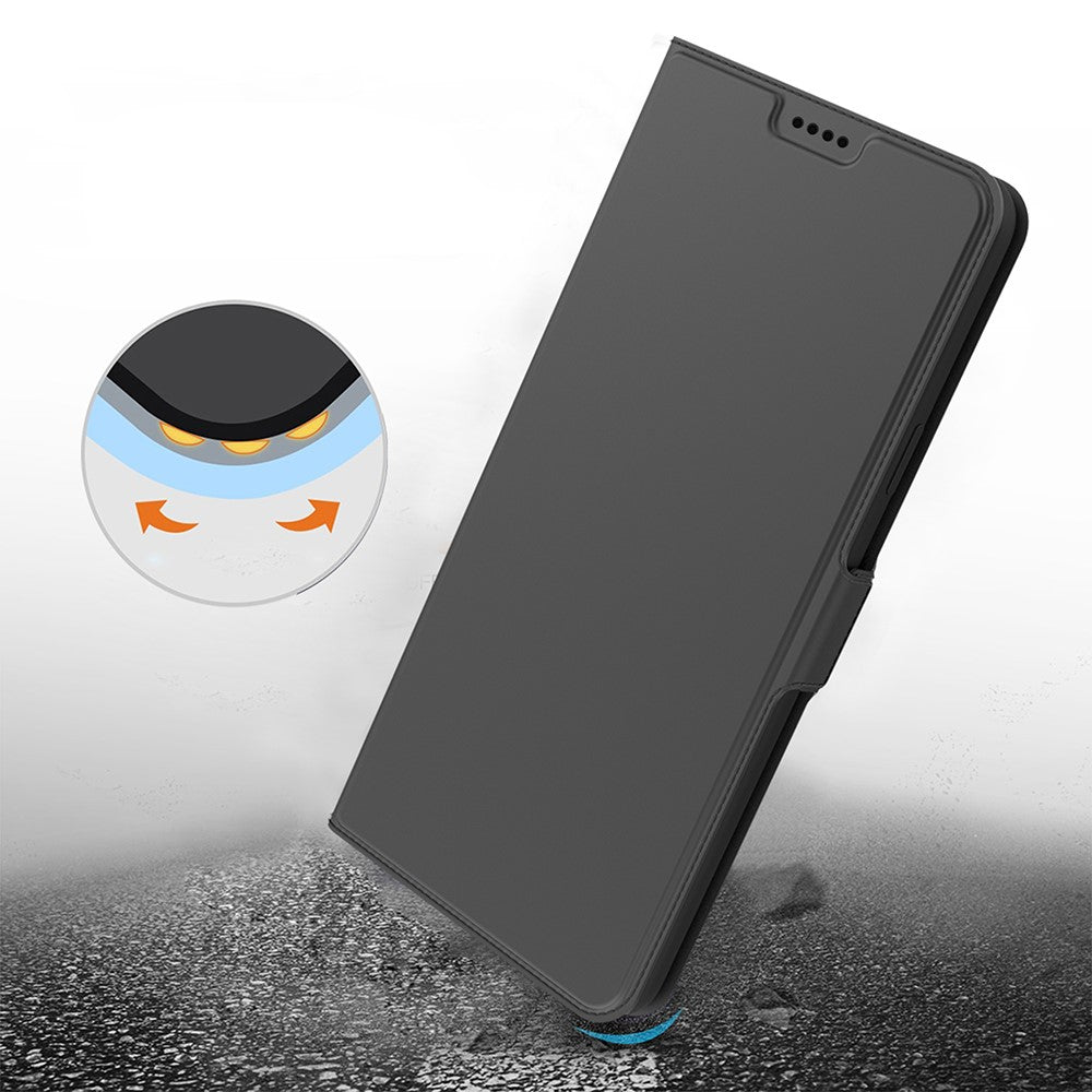 For Samsung Galaxy F14 5G Magnetic PU Leather Stand Phone Cover Case Card Slot with Inner TPU Shell - Black