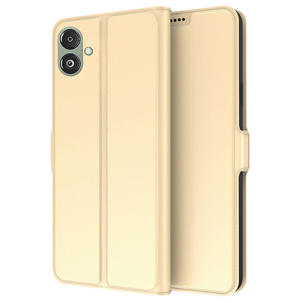 For Samsung Galaxy F14 5G Magnetic PU Leather Stand Phone Cover Case Card Slot with Inner TPU Shell - Gold
