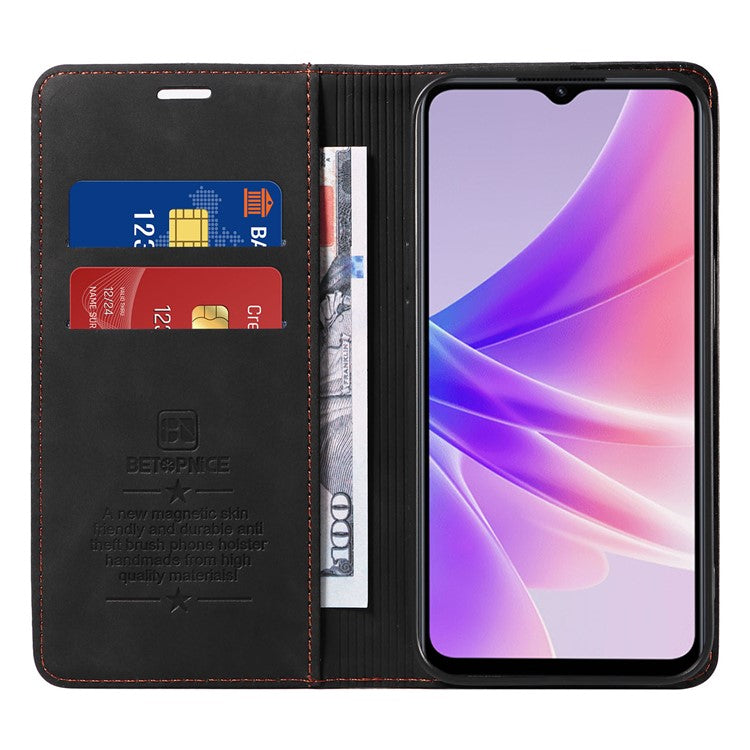 BETOPNICE 003 For Oppo A56s 5G / A57 (2022) 5G / A77 5G / K10 5G / A57 4G / A57e 4G / A57s 4G / A77 4G / Realme Q5i / Narzo 50 5G / V23 5G / OnePlus Nord N20 SE 4G Leather Phone Case - Black