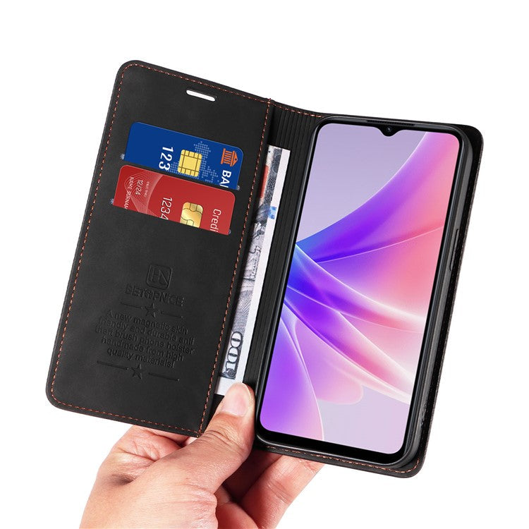 BETOPNICE 003 For Oppo A56s 5G / A57 (2022) 5G / A77 5G / K10 5G / A57 4G / A57e 4G / A57s 4G / A77 4G / Realme Q5i / Narzo 50 5G / V23 5G / OnePlus Nord N20 SE 4G Leather Phone Case - Black