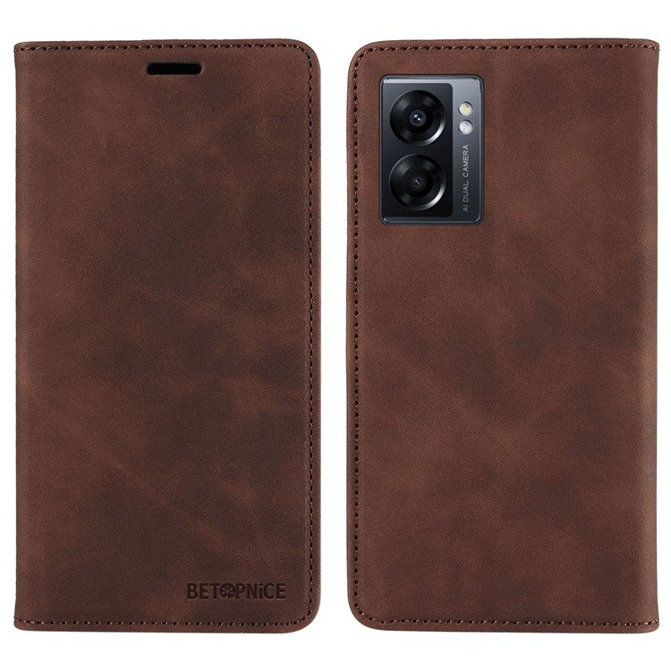 BETOPNICE 003 For Oppo A56s 5G / A57 (2022) 5G / A77 5G / K10 5G / A57 4G / A57e 4G / A57s 4G / A77 4G / Realme Q5i / Narzo 50 5G / V23 5G / OnePlus Nord N20 SE 4G Leather Phone Case - Brown