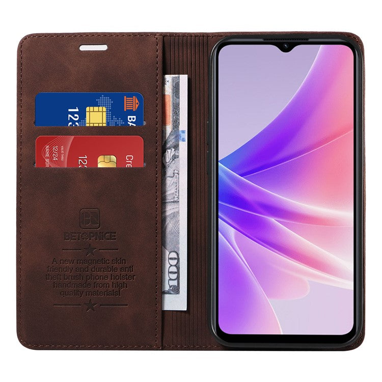 BETOPNICE 003 For Oppo A56s 5G / A57 (2022) 5G / A77 5G / K10 5G / A57 4G / A57e 4G / A57s 4G / A77 4G / Realme Q5i / Narzo 50 5G / V23 5G / OnePlus Nord N20 SE 4G Leather Phone Case - Brown