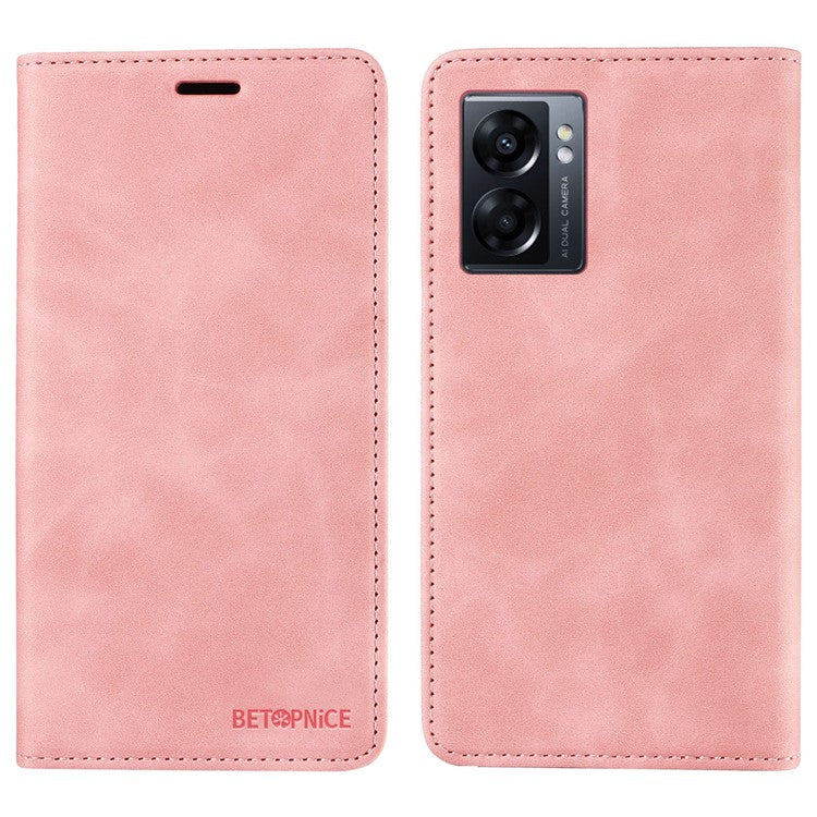 BETOPNICE 003 For Oppo A56s 5G / A57 (2022) 5G / A77 5G / K10 5G / A57 4G / A57e 4G / A57s 4G / A77 4G / Realme Q5i / Narzo 50 5G / V23 5G / OnePlus Nord N20 SE 4G Leather Phone Case - Pink